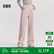 森馬（Semir）休閑褲女發(fā)熱抗菌長褲2024冬季氣質(zhì)搖粒絨純色闊腿褲百搭 粉紅60028 XL