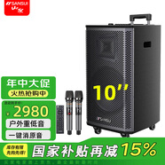 山水（SANSUI） E系列戶外K歌 8吋12吋15吋 移動(dòng)k歌唱歌廣場(chǎng)舞拉桿音箱藍(lán)牙5.0 室內(nèi)室外大功率演出音響 L10音箱+雙話筒
