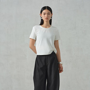 阿依蓮（A.YILIAN）【商場(chǎng)同款】阿依蓮氣質(zhì)黑色短袖t恤女2025夏季新款色獨特上衣 梔子白 S