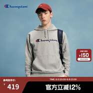 Champion【王俊凱同款】冠軍衛(wèi)衣男春秋基礎款棉質美式情侶連帽套頭衫上衣 淺灰色 M