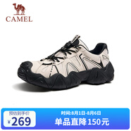 駱駝（CAMEL）【云山】網(wǎng)面戶外徒步登山休閑丑萌鞋情侶 G15S076104 米白/黑 42