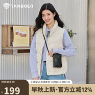 坦博爾羽絨服馬甲女立領(lǐng)寬松外搭短款羽絨背心外套TD236006 小香白 165