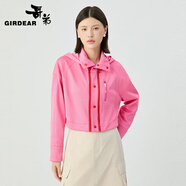 哥弟（GIRDEAR）女裝2025早秋新款立領(lǐng)連帽短款夾克外套女140019 玫粉 M (3碼)