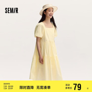 森馬連衣裙女溫柔系木耳邊方領夏季泡泡袖娃娃裙甜美107424114030