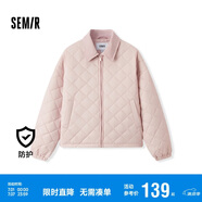 森馬（Semir）棉服女燈芯絨翻領菱形格復古2024冬三防寬松輕薄棉衣109724112007
