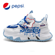 百事（PEPSI）百事夏季男鞋厚底增高6cm情侶面包鞋子運(yùn)動(dòng)休閑老爹鞋男潮鞋 白藍(lán)--涂鴉款 42