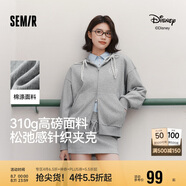 森馬（Semir）迪士尼外套女中長(zhǎng)款連帽寬松針織衛(wèi)衣2025春休閑夾克109125108001