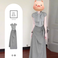 蝶嬌諾（DIEJIAONUO）連衣裙子女夏季2025新款韓版夏裝搭配感小個(gè)子顯高純欲風(fēng)高級感 上衣+裙子 S