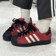 阿迪達(dá)斯（adidas）男鞋女鞋三葉草板鞋秋季新款情侶金標(biāo)貝殼低幫學(xué)生百搭休閑小白鞋 JQ3220黑白/深紅色 42