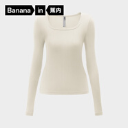 蕉內(nèi)（Bananain）熱皮501+女士保暖衣氨基酸防寒裸感內(nèi)搭百搭顯瘦可外穿打底衣T恤 【方領】奶白 M