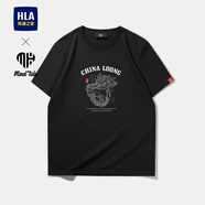 海瀾之家（HLA）短袖T恤男款涼感短袖男25夏季 中華龍-黑色1X HNTBW2W095A 2XL 185/100A  推薦83-90kg