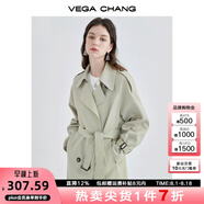 VEGA CHANG【現(xiàn)貨】風(fēng)衣女中長(zhǎng)款2025秋季知識(shí)分子大衣小個(gè)子英倫風(fēng)外套 豆沙綠 L