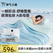 神氣小鹿小冰被夏涼被可水洗薄被芯單雙人空調(diào)被抑菌透氣 藍(lán)色套裝-小冰被Pro+小冰席 200*230cm