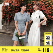 森馬（Semir）連衣裙女翻領(lǐng)長(zhǎng)裙文藝溫柔系夏季收腰百褶襯衫裙109324114009