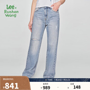 Leex【Ruohan Wang聯(lián)名系列】商場(chǎng)款25春新429直腳女牛仔褲