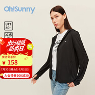 OhSunny防曬衣女夏季皮膚衣韓版寬松長袖防紫外線薄透氣防曬服薄外套 暗夜黑-OH標 M