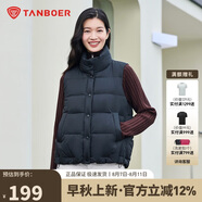 坦博爾羽絨服馬甲女立領(lǐng)寬松外搭短款羽絨背心外套TD236006 黑色 160