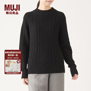 無(wú)印良品 MUJI 女式 阿蘭圖案 高領(lǐng)毛衣 長(cháng)袖針織衫女款冬季W(wǎng)9AA874 黑色 XS (150/76A)