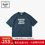 Herschel加拿大赫行 休閑運動(dòng)圓領(lǐng)字母印花短袖T恤中性 經(jīng)典海軍藍 S