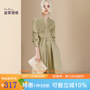 迪菲麗格春季高端襯衫式連衣裙2024新款歐美時(shí)尚鏤空收腰顯瘦裙子 圖片色 XL