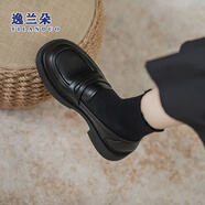 逸蘭朵黑色樂(lè)福鞋小皮鞋女2025春夏季新款英倫風(fēng)女鞋子學(xué)院休閑百搭單鞋 黑色 35 (225mm)