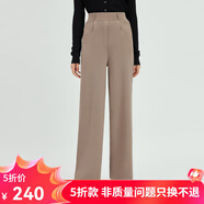 哥弟真的好（GIRDEAR）女裝高腰純色針織巴黎褲休閑長褲女A100137 卡其 S (2碼)