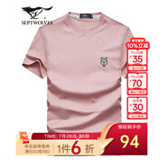 七匹狼短袖T恤男夏季休閑時尚圓領(lǐng)打底衫男士圖案印花A 406(粉紅)-2642 160/80A/S