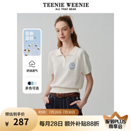 Teenie Weenie小熊女裝簡約時(shí)尚夏季短袖翻領(lǐng)針織衫Polo衫薄款白色 白色 165/M