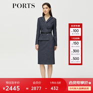 PORTS 寶姿秋冬新品女裝優(yōu)雅修身中長(zhǎng)裙通勤V領(lǐng)針織連衣裙 ALM9N012NCF022-丈青混色-2 M (6)