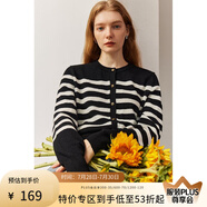范思藍(lán)恩23FS13180經(jīng)典條紋百搭針織小開(kāi)衫春秋簡(jiǎn)約精致撞色女毛衣 黑白條紋 XS