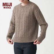 無(wú)印良品 MUJI 女式 含牦牛絨羊毛 纜繩圖案毛衣 BAH02A1A 長(zhǎng)袖針織衫 深咖啡色 L
