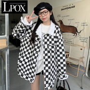 LPOX棉服女復(fù)古毛毛拼接牛仔外套女秋冬2025設(shè)計(jì)感炸街百搭寬松棉衣 黑白 S [收藏優(yōu)先發(fā)貨]