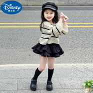 迪士尼（Disney）正品童裝韓版女童2025夏季新款蓬蓬裙黑色半身裙女孩洋氣黑色百褶 旗艦品質(zhì)黑色兩層半身裙單裙 100 均碼