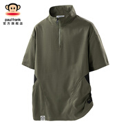 大嘴猴（paul frank）美式潮牌POLO衫男夏季薄款新款立領(lǐng)寬松休閑運(yùn)動(dòng)體恤衫上衣 軍綠色 【官方正品】 M 【建議90-120斤】