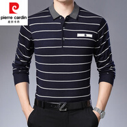 皮爾卡丹（pierre cardin）純棉長袖T恤男士外穿打底衫中年春秋裝爸爸體恤衫中老年人上衣服 SD1114上青 L 175【建議140-160斤】
