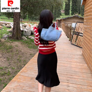 皮爾卡丹（pierre cardin）緞面光澤半身裙女夏新款優(yōu)雅氣質(zhì)垂墜感A字裙高腰不短也不漏短裙 黑色 S