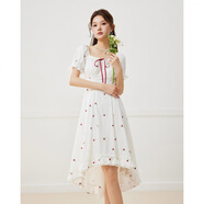 愛(ài)依服IEF/愛(ài)依服2025夏季新款法式甜美溫柔小女人氣質(zhì)不規則下擺連衣裙 紅白花 S