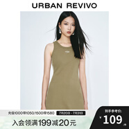 UR2025春季新款女裝美式運(yùn)動(dòng)風(fēng)字母無袖連衣裙UYY750043 卡其 S