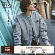 Teenie Weenie小熊秋冬簡(jiǎn)約休閑復古飛行員夾克棉服棒球服外套女裝 灰色 S (160)