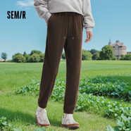 森馬（Semir）【大促福袋】休閑褲男女簡(jiǎn)約百搭長(cháng)褲夏季運動(dòng)風(fēng)潮流褲子 女-E款咖色調【拼接束腳褲】 2XL