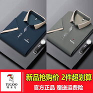 啄木鳥純棉短袖T恤男夏季翻領(lǐng)商務(wù)polo衫上衣男士薄款冰絲涼感體恤男裝 哈青+豆綠 【兩件裝】 XL (建議135-150斤)