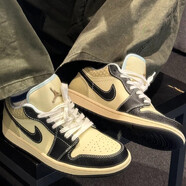 耐克（NIKE）男鞋秋季新款Air Jordan 1運動籃球鞋aj1低幫板鞋休閑鞋子男 HQ3437-101米黑色 45