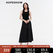 紅袖商場(chǎng)同款高級(jí)感連衣裙夏季2024新款女裝異材質(zhì)拼接收腰顯瘦背心裙 黑050 S