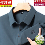 恒源祥春季桑蠶絲長袖T恤男春秋薄款休閑百搭翻領(lǐng)POLO打底衫上衣 【銷量500+】藍(lán)色 M 170