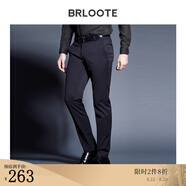 Brloote/巴魯特休閑褲男修身直筒長褲秋季男士簡約羊毛男褲 黑色 170/78A