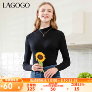 lagogo多巴胺多色修身軟糯針織衫女拉谷谷2024冬新款半高領(lǐng)打底衫 黑色(W1) M 160/38