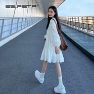 夏典素訂女王（SE.PSTP）長(cháng)袖白色連衣裙子女秋季2025新款春秋韓系流行超火早秋穿搭一整套 【米白色】 L 55/60kg 【收藏加購專(zhuān)享運費險