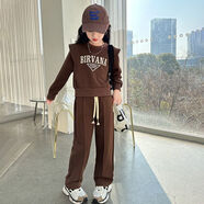 G·DUCK KIDS女童套裝春秋款2025衛(wèi)衣新款洋氣春裝休閑兒童運(yùn)動(dòng)兩件套中大童裝 咖啡色 2205春秋套裝上衣+褲子 120