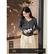 闊色（kuose）多巴胺v領(lǐng)針織衫連帽衫女秋季新款長袖衛(wèi)衣修身顯瘦上衣 深灰色 M