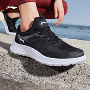 李寧跑步鞋女鞋新款跑鞋休閑鞋網(wǎng)面透氣輕便運動(dòng)鞋子 標準黑-2 37